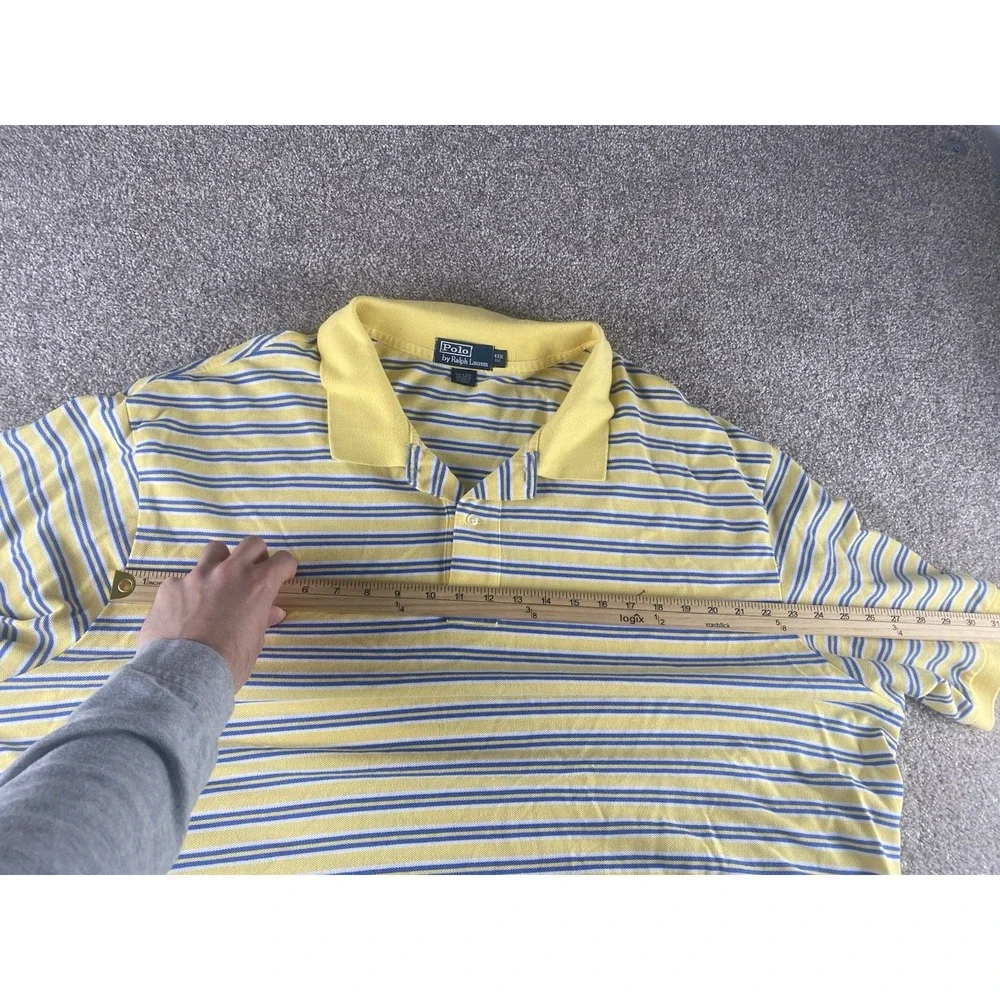 Polo Ralph Lauren Yellow/White/Blue Striped Polo Mens 4XB Red Pony Preppy Cotton